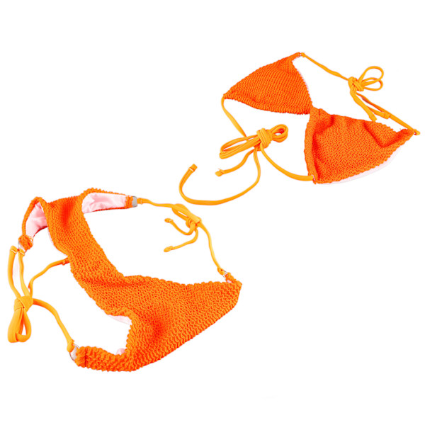 Crosscross Bikini Set Tie Side Ren färg Dam 2 delar Baddräkt Baddräkt för sommar Beach Simning Orange M