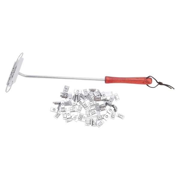 BBQ Branding Iron Engelske Bokstaver Rustfritt Stål Steak Branding Iron med Tretthåndtak for Grilling