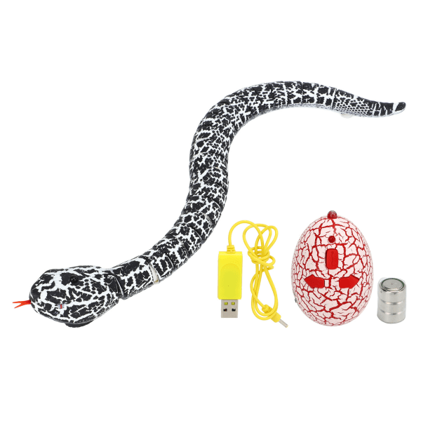 Fjernbetjening Snake USB-opladning Ultrarealistisk infrarød kontrol med udtrækkelig Snake Tongue RC dyrelegetøj til over 8 sort og hvid