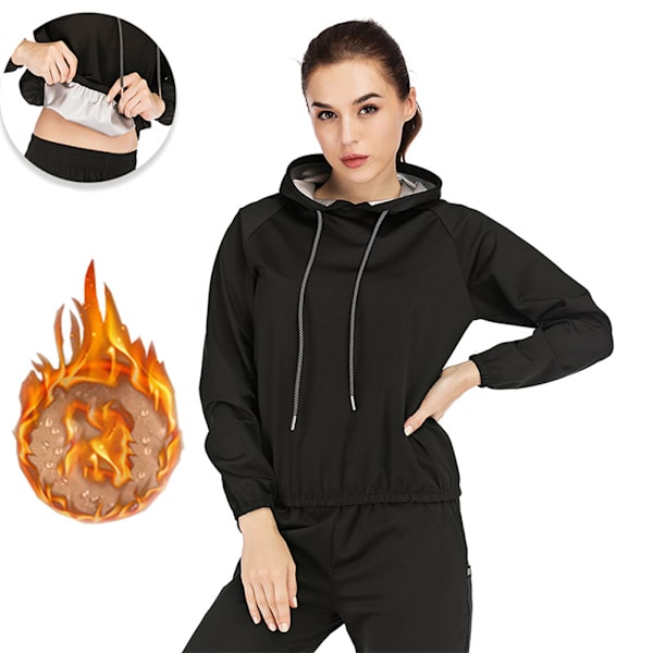 Fitness Sauna Shirt Hot Sweat Running Sweatshirts Fitness Gym Tøj Top Udendørs træning Vægttab Sweatshirts med hætte