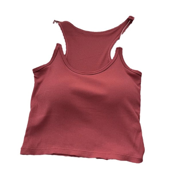 Dam Tanktop Enfärgad Mode Multifunktionell Vadderad Kort Topp för Sommar Brunröd Fri Storlek