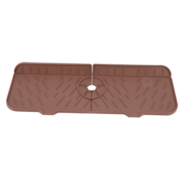 Vattenabsorberande matta för kökskran, tvättbar, återanvändbar, i silikon, för diskbänk, bänkskiva, vattenuppsamlare för kök, badrum, husbil, brun