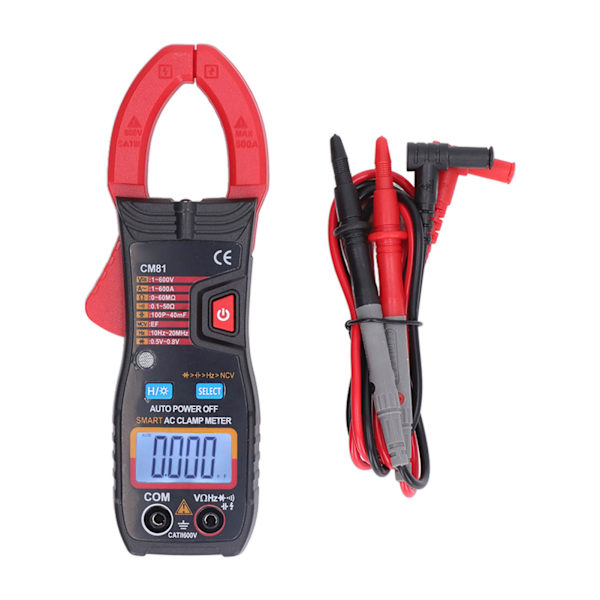 Digital Tangmeter Multifunktionel AC DC Amperemeter Smart Auto Ranging Multimeter 1V‑600V