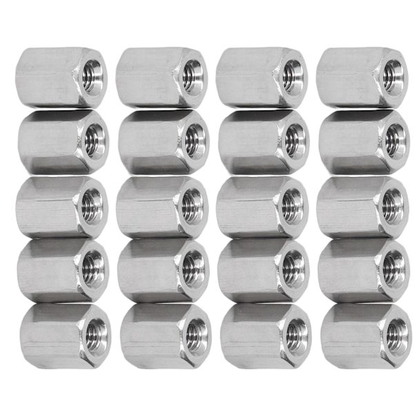 20 stk. sekskantede koblingsmøtrikker i rustfrit stål M4 X 0,7 8 L10mm 6-sidede konnektormøtrikker til installation