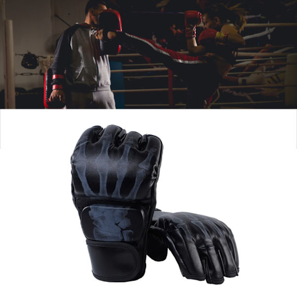 Bokshandsker Unisex Voksen Halvfinger Taekwondo Beskyttelsestøj til MMA Kamptræning Sort