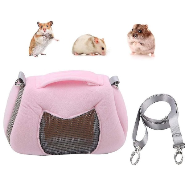 Bærbar rosa hamster bæreveske med justerbar enkelt skulderstropp for små kjæledyr utendørs reiser