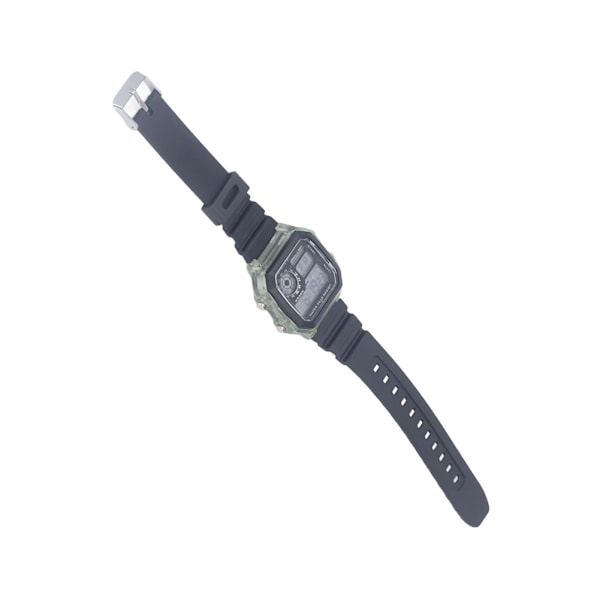 Elektronisk sportsur 12 24 timer vandtæt digitalt armbåndsur med lysende alarm og timingfunktion, transparent grøn