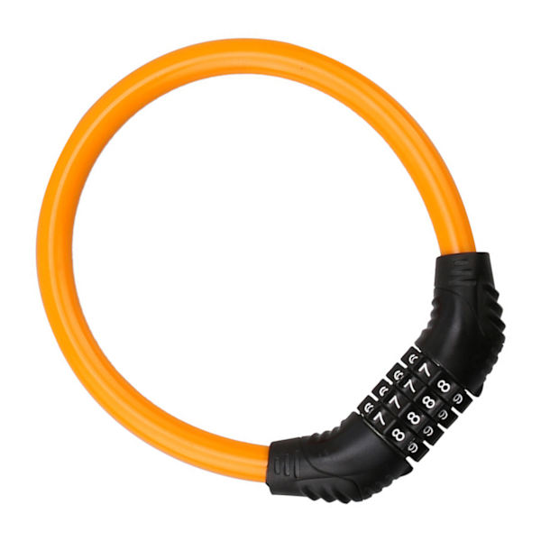 Pyörän Lukkokaapeli Oranssi 4-Numeroinen Nollautuva Salasana Sinkkiseos PVC 14,5x12,5cm Kannettava Pyörän Lukko Skoottereille Rullalaudoille
