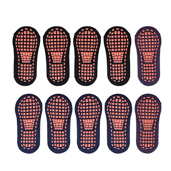 10 paria Grip-sukkia, pehmeät, hengittävät, joustavat, liukkaat sukat, tossut, pehmustetut sukat, musta, tummansininen, syvä violetti, isot lapset 29-34