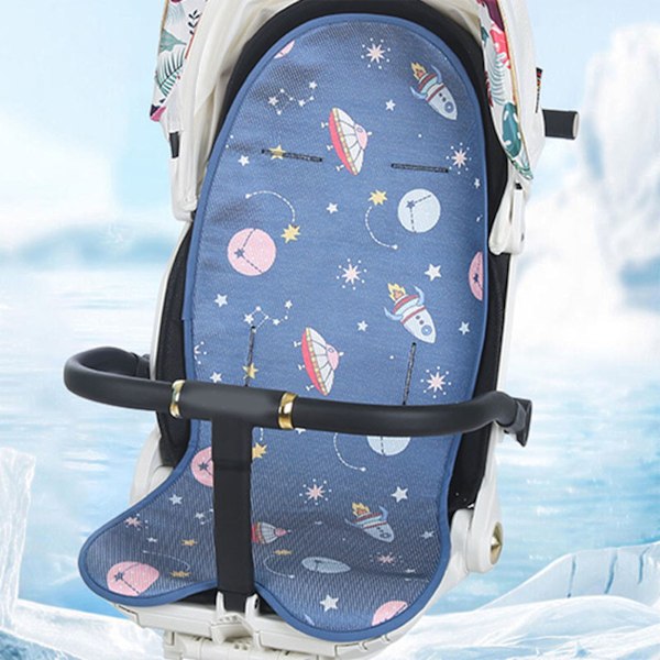Babyvagn Kylkudde Sommar Iskylare Matta Andningsbar Sov Kudde Pad Foder för Vagn Högstol Djupblå