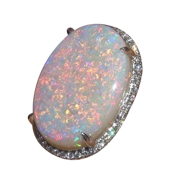 Kvinnor lyser konstgjord opal sten fingerring bröllopsförlovning smycken present US 8
