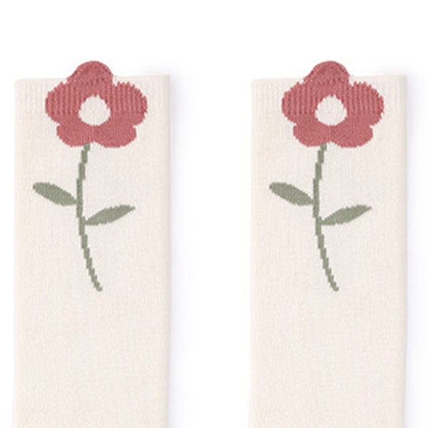Bebisstrumpor med tecknad blomma, mjuka elastiska andningsbara strumpor för hemmet, storlek S (fotlängd 4,7 till 5,9 tum), ålder 1 till 3 år