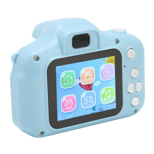 Barn Digitalkamera Multi Mode Filter Fram Bak 8MP Söt Toddler med Lanyard 32G Minneskort Blå