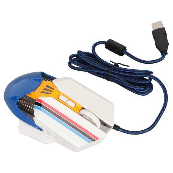 Kablet mus Ergonomisk RGB bakgrunnsbelyst Justerbar DPI 7 programmerbare taster Gaming Mus for Gaming Office Study White