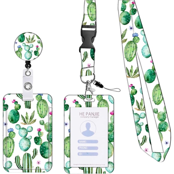Grönt Cactus Card Holder Halsband - Snyggt och bekvämt märkesband för kontorsbruk