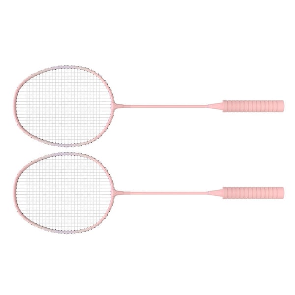 Badmintonracketer sett for utendørs hagespill, inkludert 2 racketer, 3 nylonfjærballer og 1 bæreveske for nybegynnere, voksne, rosa
