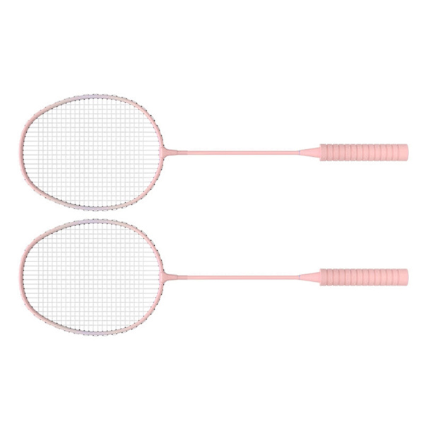 Badmintonracketset för utomhusspel i trädgården, inklusive 2 racketar, 3 nylonbollar och 1 väska för nybörjare, vuxna, rosa