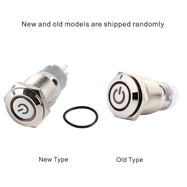 Auto 16mm 1NO 1NC Anslutning 12V Metall LED Vippströmbrytare Låsande Tryckknapp LJ