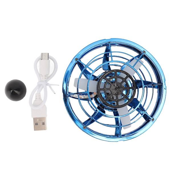 Flygande Spinner Interaktiv Avkoppling Roterbar Fingertopp Handdriven Drönare Små UFO Leksaker för Utomhus Blå