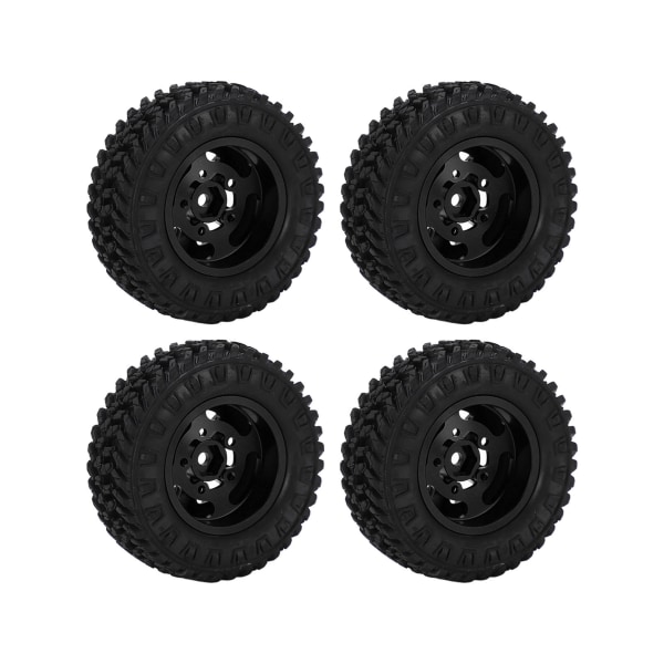 4 stk. 55 mm Forreste Bageste Gummidæk og 5 Egers Metal Fælgsæt til AXIAL SCX24 1/24 RC Bil Sort