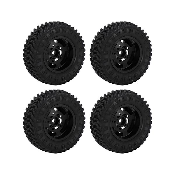 4st 55mm Främre Bakre Gummidäck och 5-ekrade Metallfälgar Set för AXIAL SCX24 1/24 RC Bil Svart