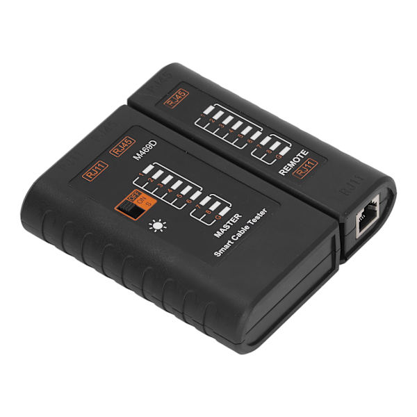 Nettverkskabeltester LED ABS Nøyaktig deteksjon Bærbar LAN-kabeltester Svart RJ45 RJ11