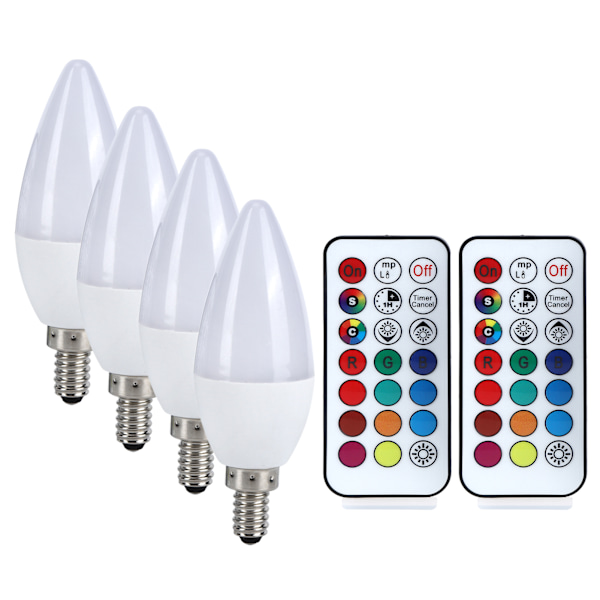 3W RGB fargeskiftende stearinlys pære med fjernkontroll for hjemmedekorasjon 85265V(E14 RGbPure White 6000K)