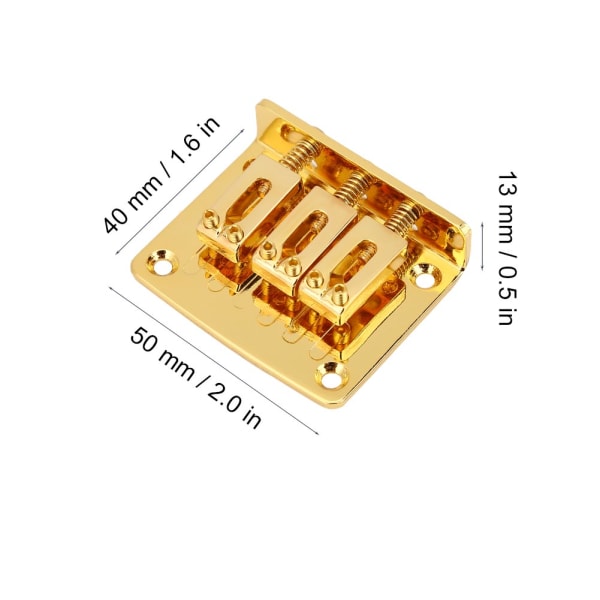 Holdbar 3-strenget fast guitarbro udskiftningsdele til cigarkasse elektriske guitarer (guld)