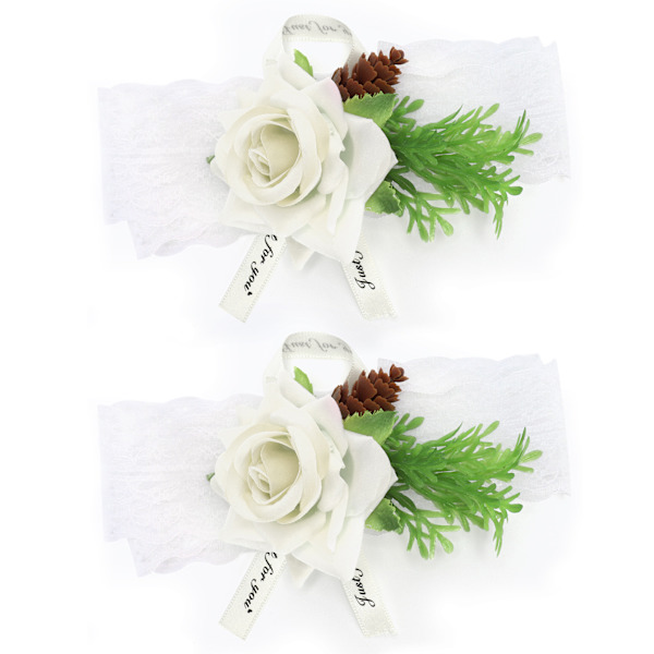2 st brudnäbb silke handledsblomma bröllop corsage bröllopsceremoni dekoration tillbehör vit