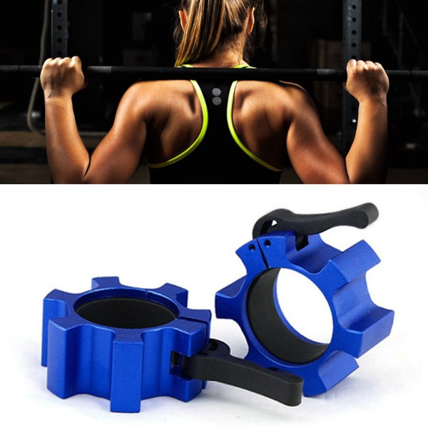 2 STK 50 mm Vægtstangskravelås Aluminiumslegering Quick Release Låse Kraveclips til fitnesstræning Bodybuilding Blå