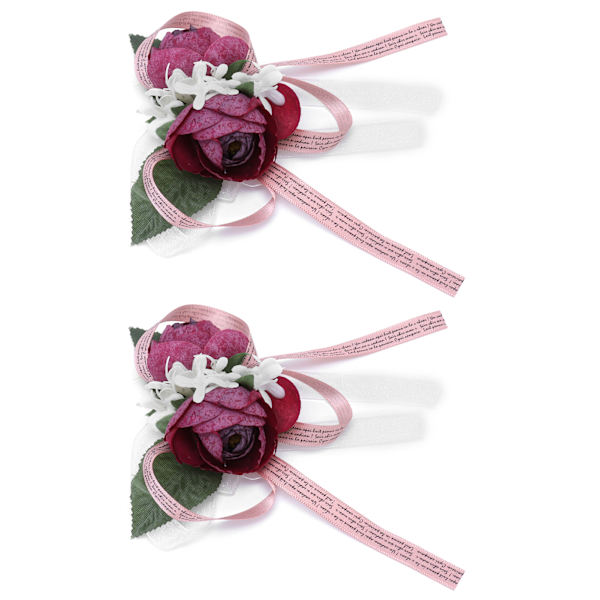 2 stk kunstige håndleddsblomster, innovative brudepikehåndleddskorsett, bryllupsdekorasjon, lilla