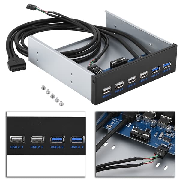 9PIn 19PIN til 2 * USB3.0 + 4 * USB2.0 6 Interface Metal Front Panel USB Hub