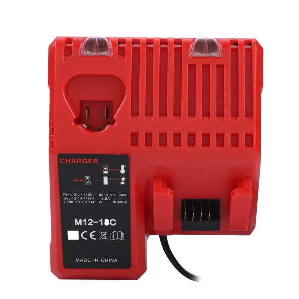 12V-18V Lithium batterioplader til Milwaukee M12-18C M18 erstatning EU stik 110-240V