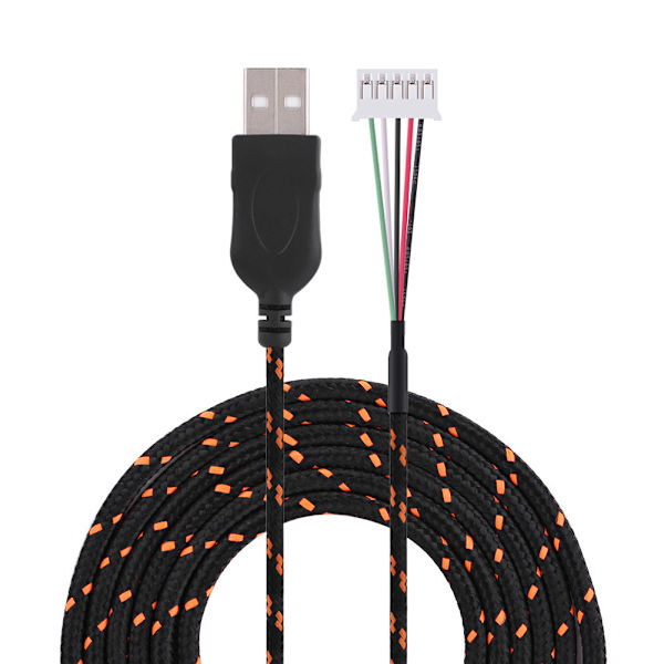 2,2 meter USB-kabel ledningsudskiftning til Steelseries kana mus sort+orange