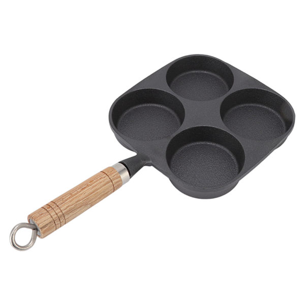 Egg Pan 4 Cup Egg Frying Pan med trehåndtak for frokostpannekaker Omeletter