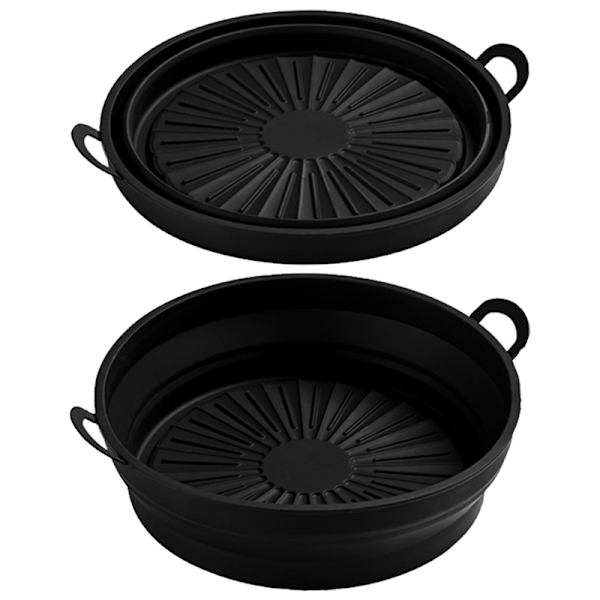 Foldbar 8,5 tommer friture silikoneforing fødevarekvalitet høj temperaturbestandig rund friture silikonepotte 8,5 tommer sort