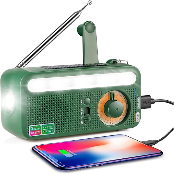 Multifunktionsradio för nödsituationer Handvev Solar USB-laddning AMFMSW Lättuppgraderingsradio AMFMSW Radio, Orange