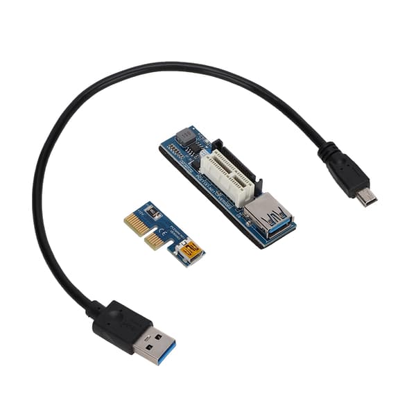 PCI-E 1X forlængerkabel ledning Riser Card Power USB Extender 30cm Sort