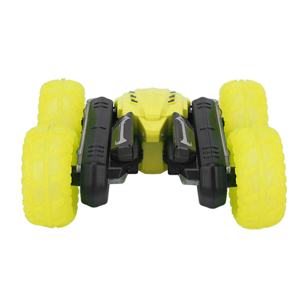 RC Stuntbil 2.4G Hög Hastighet Blommande Effekt Dubbelsidig Textdisplay Fjärrstyrd Bil för 8 År och Äldre Gul