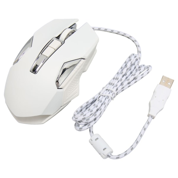 RGB Gaming Mouse 7200 DPI Programmerbare knapper Bakgrunnsbelysning Programvarestøtte DIY Rapid Fire Button USB Wired Game Mouse White
