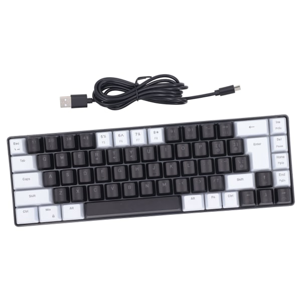 Membran Gaming Tangentbord 68 tangenter RGB Bakgrundsbelyst Ergonomiskt USB -gränssnitt Datortangentbord för Win System Office Family Vit Svart