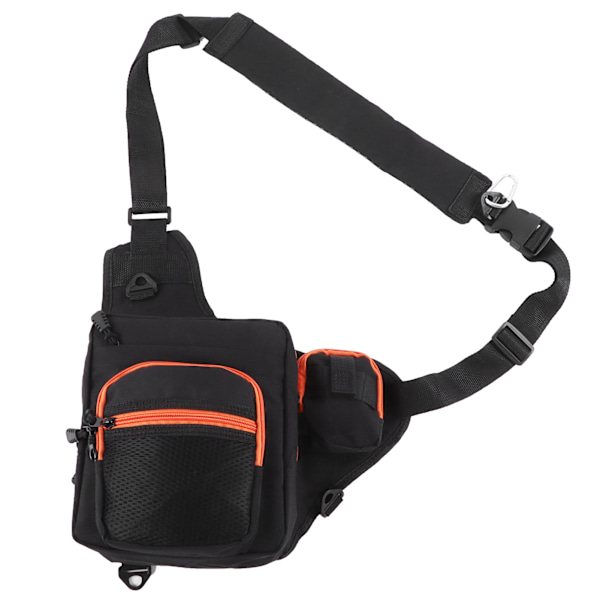 Polyester multifunktionel fiskegrej crossbody taske med justerbare skulderstropper (sort)