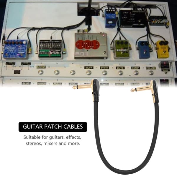 Hållbar 30 cm gitarr effektpedalbräda patchkabel sladd 1/4\" platt rätvinklig kontakt