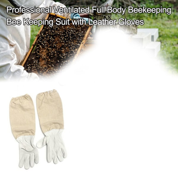 Getskinn Läder Biodling Handskar Andningsbar Bekväm Elastisk Manschett Biodling Tillbehör XL