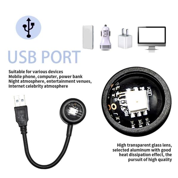 USB Lampa bil sovrum tak Projektor Solnedgång - 7 färger multifärg multicolor