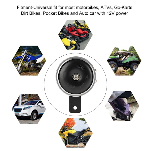 3 Tuuman 12V Universaali 1105dB Super Kova Vedenkestävä Metalli Torvi Autolle, Ajoneuvolle, Kuorma-autolle ja Moottoripyörälle