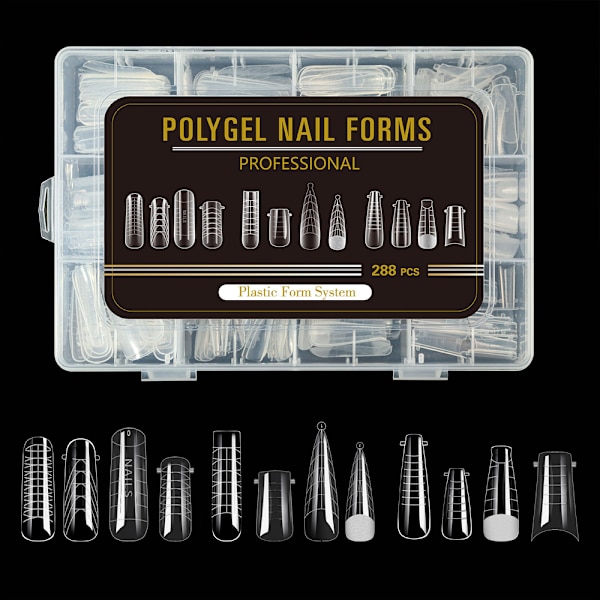 Nail art nagelform blandad 12 stilar pappersfri handförlängning kristall nagelbit transparent nagelfilm 288st A2