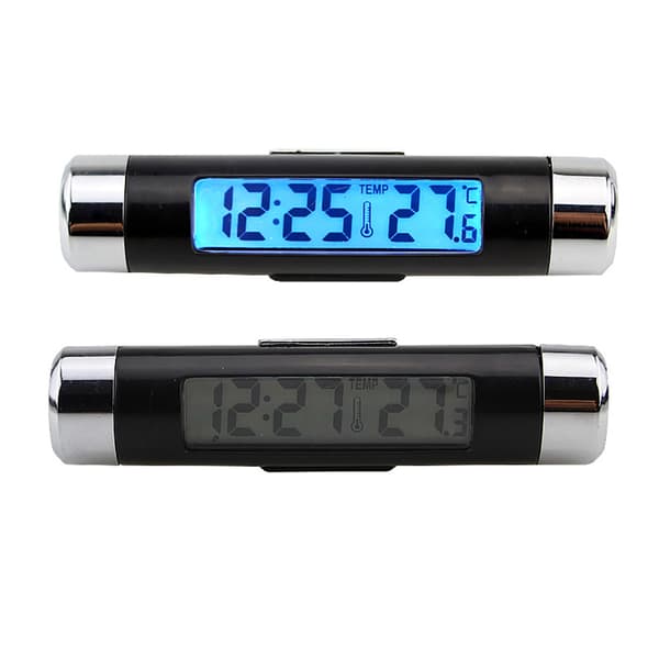 Bilur Termometer Tøndeformet LCD-display Luftventil Clip On LED Bil Digitalt Ur Termometer
