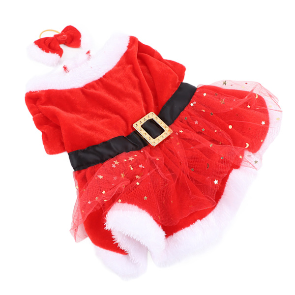 Jul Kostume til kæledyr - Sød Julemandshundekat Jul Tøj med Buehovedbeklædning til Juletemafest Cosplay L