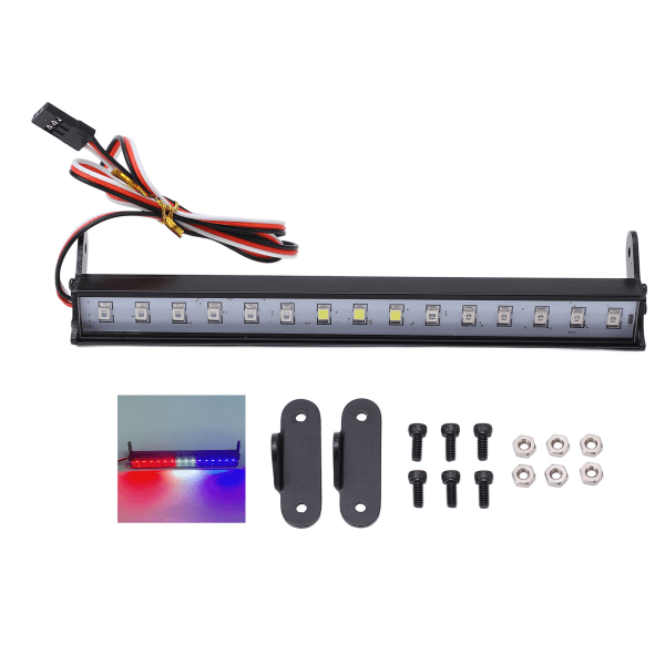 RC Light Bar 15 LED Lampe Perler 1/10 Simulering RC Crawler Aluminiumslegering LED Universal Roof Light Bar